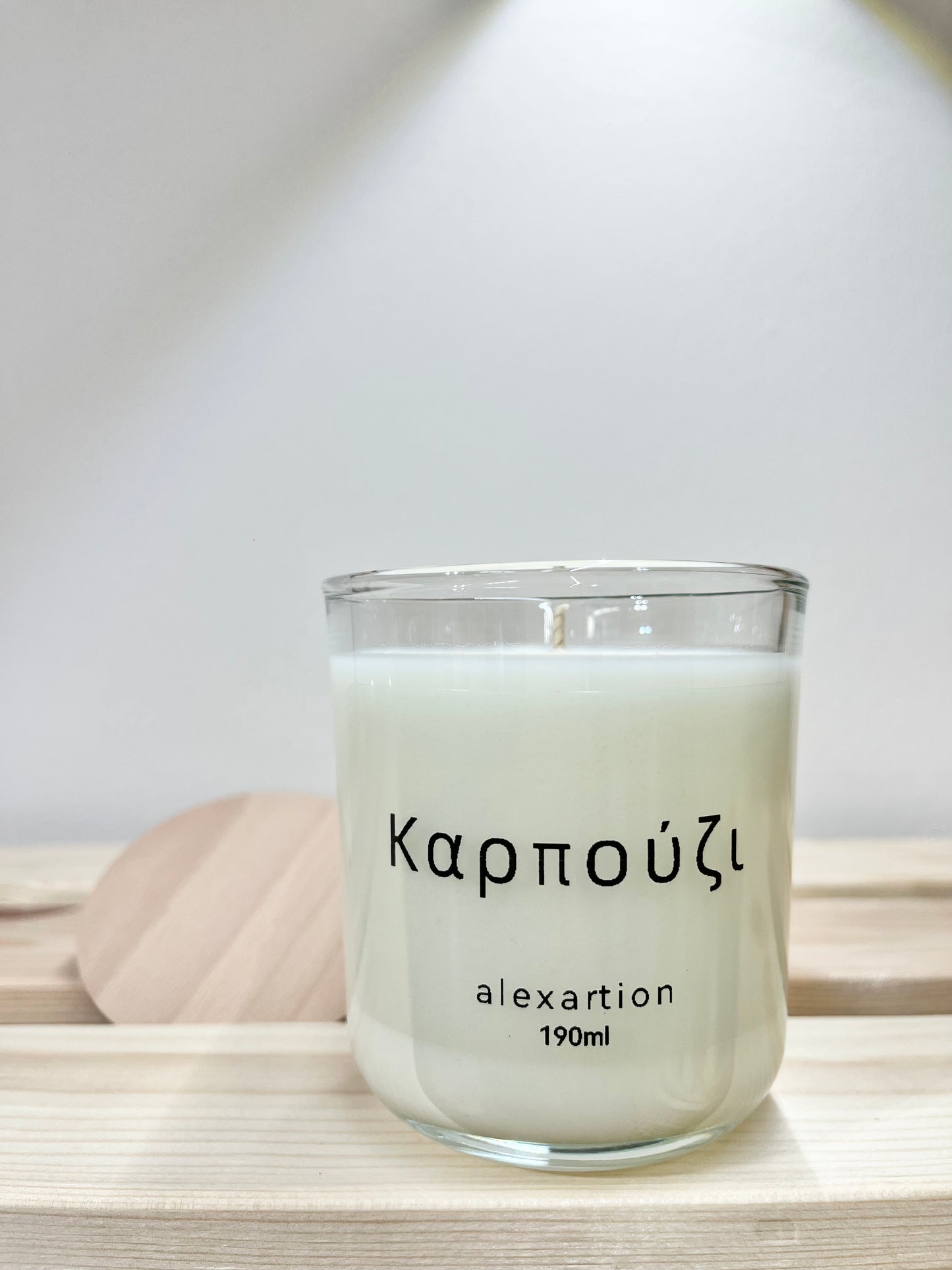 Φυτικό κερί σόγιας 190ml σε γυάλινο ποτήρι με ξύλινο καπάκι